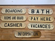 Vintage Motel Boarding House Plastic Door Signs Set Bath Cashier Vacancies etc picture