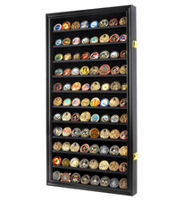 DisplayGifts Military Challenge Coin Display Case Poker Chips Holder Wall Cabine picture
