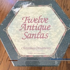 Box of 12 Antique Santa’s Christmas Ornaments In Original Box picture