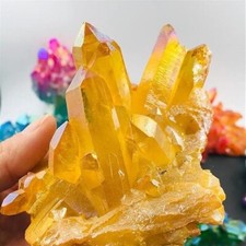 80-100g Aura Angel Citrine Yellow Crystal Titanium Quartz Point Cluster Specimen picture