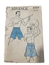 Vintage 40s Advance 4439 Sewing Pattern Waist 36 Men's Boxer Shorts Retro CUT  picture
