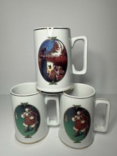 (Set of 3) 1996 Ultimate Source Santa Claus Coca Cola Coffee Tea Mugs White 4.5