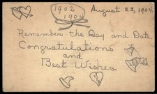 1904 Postmarked Cleveland OH Postcard - Hand Drawn Wedding Bells Hearts picture