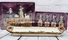 St Nicholas Square Silent Night Set Hope Angels & Holiday Tray Lot of 3 picture