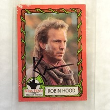 1991 Autographed Robin Hood Prince Of Thieves #2 Kevin Costner Topps Card picture