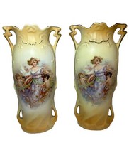 10” Antique Porcelain Vases West Germany Stamped 2926 Lot of 2 picture