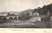 Pequea PA Stone Arch & Truss Bridges Undivided Back Postcard 1907 Posted picture