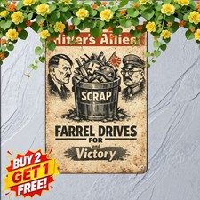 Historic Anti Axis Defense Poster Sign 8x12 Patriotic Wartime Metal Tin Decor picture