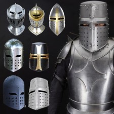 Medieval Great Bucket Helm Knights 20G Steel Templar Crusader Helmet picture