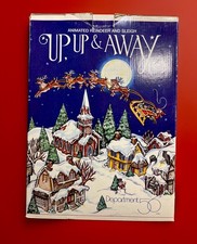 Refurbished Dept 56 Up, Up & Away Animated Santa Reindeer and Sleigh #52593 picture