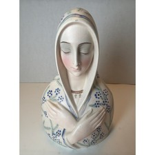 Vintage SACA Sesto Fiorentino Italian Ceramic Madonna Bust Lenci Style Art Deco picture