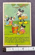 1930's D52 Mickey Mouse Adventures Bamby Bread trading card What A Picnic Mickey picture
