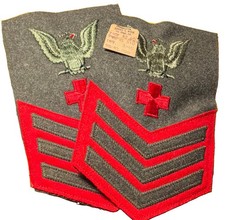 WW2 U.S.M.C Set R&L Corpsman 1st Class Petty Officer Insignia Wool Back RARE 2ea picture