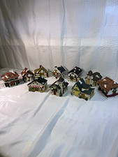 Vintage Miniature Ceramic Christmas Village Houses Buildings Lot of 10 VT1336 picture