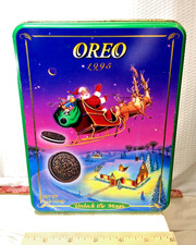 1995 Oreo Unlock the Magic Christmas Collectible Cookie Tin W/ Lid picture