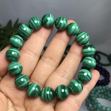 12mm Natural malachite gemstone Crystal chain beads bracelet 62-33g A5261 picture