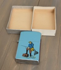 Vintage 1950s Penguin Lighter (No. 111957) Fisherman Japan (Wheel Jammed) picture