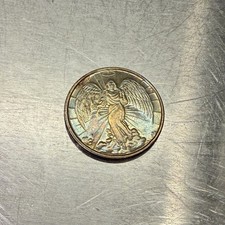 Vintage rare double sided Guardian Angel coin/gold religious prayer coin picture