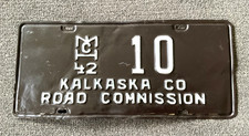 VERY RARE 1942 KALKASKA ROAD COMMISSION MICHIGAN LICENSE PLATE RESTORED picture
