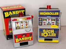 Vintage Radica Bandit Jackpot Slot Machine Bank W/ Box Model 100 & Highroller picture