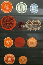 World Wide Antique Die-cut Bank Labels Lot Of 12 picture
