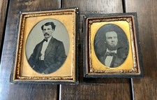 Two Men, Probably Brothers, Both ID'd as Jennings 1/6 & 1/9 Tintype Photos 1860s picture