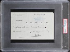 Thomas Edison Authentic Signed 5x8 1877 Handwritten Telegram PSA/DNA Slabbed picture