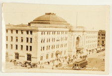Union Station Winnipeg MB Manitoba Vintage 1927 RPPC Streetcar Cars Postcard picture
