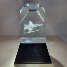 Crystal Laser Etched F/A-18 Hornet Fighter Jet Sculpture with Black Base picture
