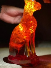 RARE ANCIENT EGYPTIAN ANTIQUE Statue Goddess Bastet Cat for Amber Stone Egypt BC picture