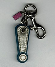 Rare Vintage Coach Blue Metallic Exclamation Point Key Fob Bag Charm Y2K picture