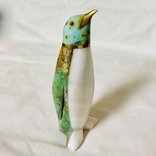 Hand Carved Natural Stone Mineral Penguin 4.5 inch Decor Table Ornament 6.5 oz picture