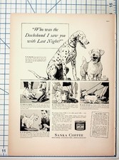Vintage 1930s Sanka Coffee Ad Dachshund Dalmatian Dogs Magazine Print picture
