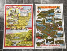 2 x Unused Vintage Tea Towels Clatterin’ Brig / The Trossachs Scotland Souvenirs picture