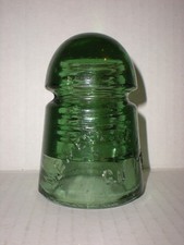 Antique Rare NEW ENG TEL & TEL CO Green Color Glass Insulator New England picture