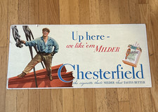 Chesterfield Cigarettes Steelworker Workwear Cardboard Sign Scarce Milder picture