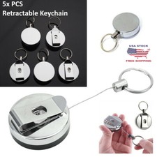 5x PCS - Steel Wire Rope Key Chain Recoils Retractable Anti Lost Secure Keychain picture