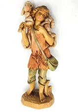Vintage Italian Nativity Shepherd Boy Figurine with Lamb Fontanini 4