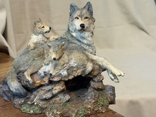 VTG Hamilton Handpainted Resin Figurine Wolves Of The Wilderness 