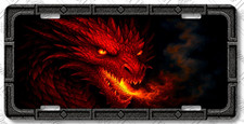 Infernal Red Fire Dragon License Plate – Rustic Fantasy Car Tag – LP-DR008 picture