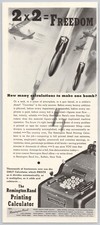1941 Remington Rand Printing Calculator Planes Drop Bombs WWII Vintage Print Ad picture