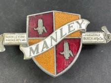 VINTAGE C. 1940 MANLEY POPCORN MACHINE PORCELAIN EMBLEM BADGE TAG MOVIE THEATRE picture