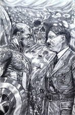 CAPTAIN AMERICA LAST WAR OOAK 11x17 ORIGINAL PENCIL DRAWING MARVEL COMIC ART 117 picture