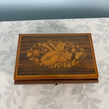 Vintage Italian Style Marquetry Music Box Musical Jewelry Box Isle of Capri picture