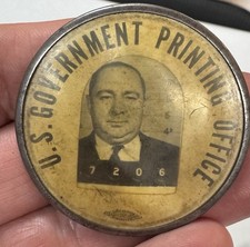 Vintage WW2 ERA US Government Office Printing Employee Badge 2