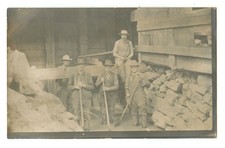Workers with Tools Rocks Water Occupational Real Photo Postcard RPPC picture
