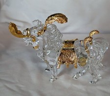 Franklin Mint 1989 Cinderella Crystal Coach Horses Gold Trim~24% Lead Crystal picture