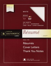 100% Cotton Resume Paper 32lb 95 Bright 8 1/2 x 11 White 100 Sheets picture