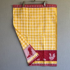 Rooster Chicken Tea Towel Vintage Santens Jacquard Yellow Red Made in Belgium picture