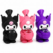 Novelty Character Kuromi Silicone Water Pipe w/ Glass Bowl - 3 Colors - New picture